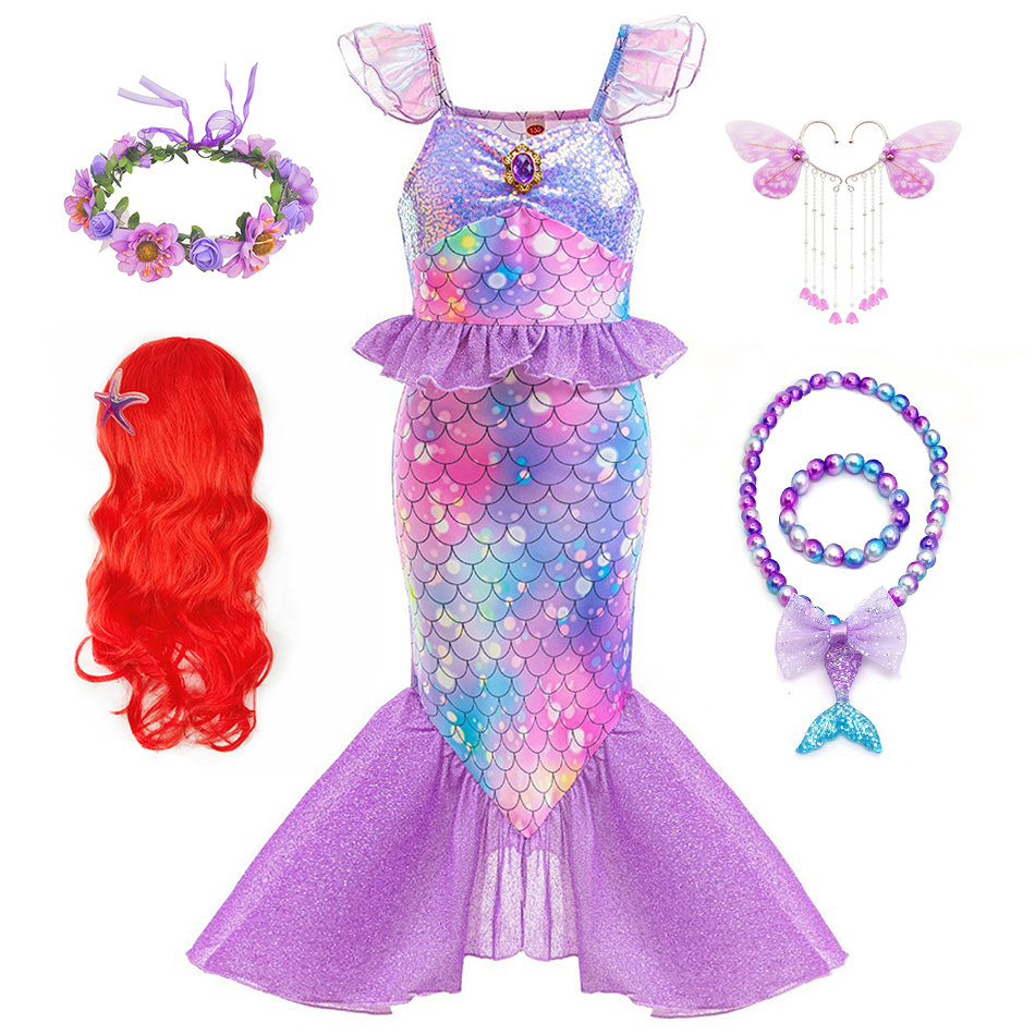 Summer Dresses Yours Clothing - Mermaid Cosplay Purple Princess Dress Girls
