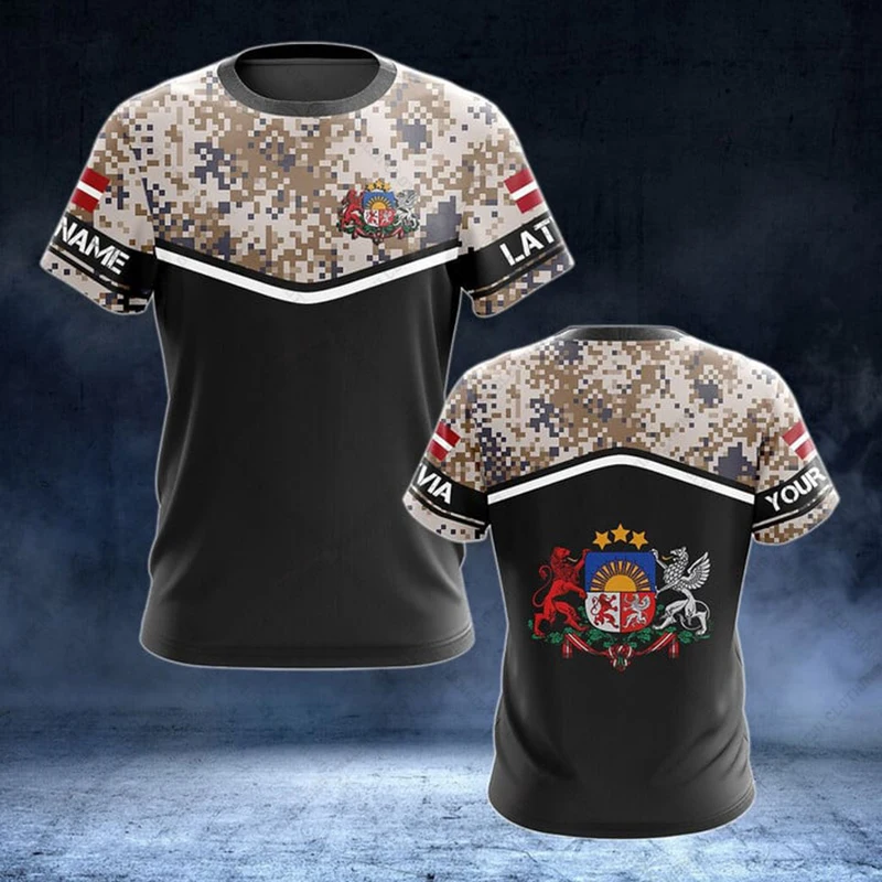 Summer Clothing Boys - Custom Name Latvia Camouflage Tees Summer