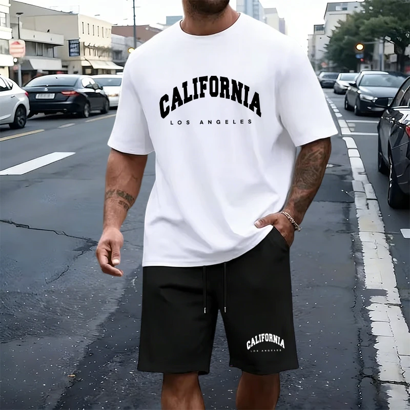 Summer Knit Clothing - Men's T-Shirt Tracksuit Print Adult Sports