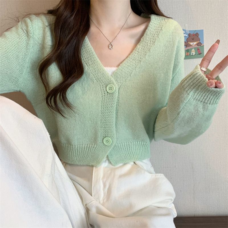 Crop Cardigan Women Slim Autum - Summer Clothing Aesthetic ulasan dan harga