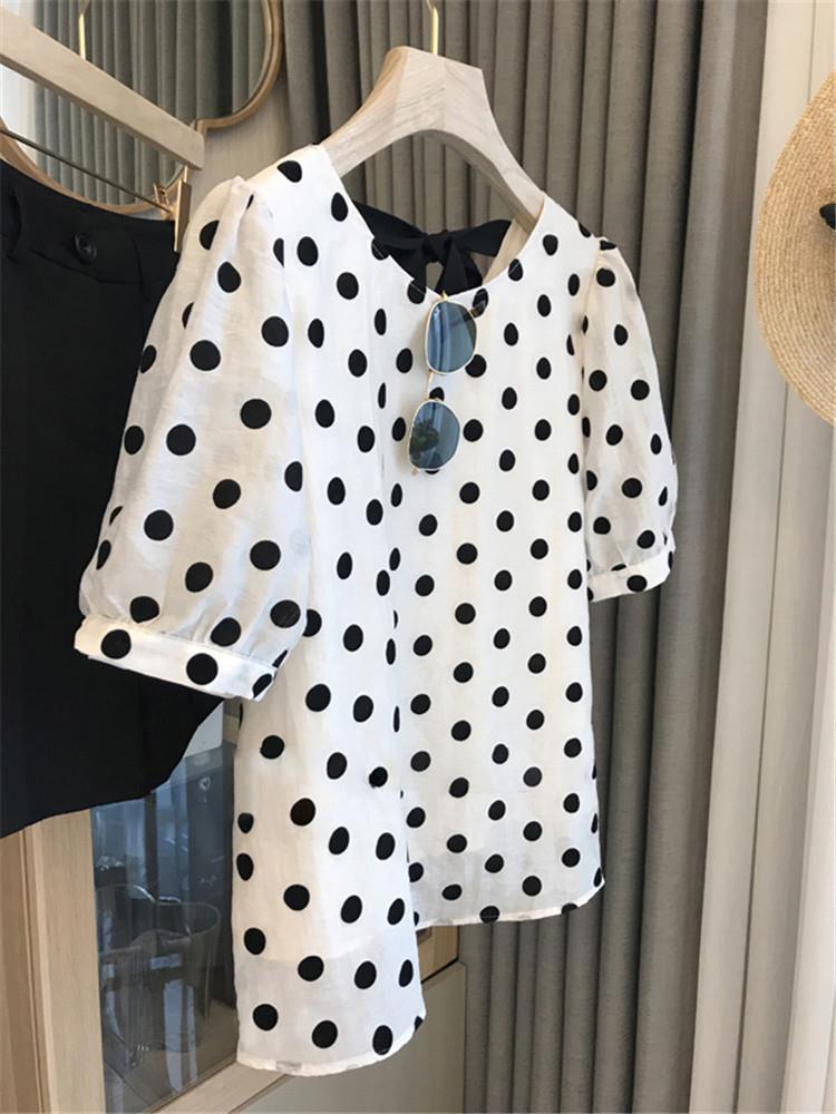 Polka Dot Blouses Women Elegan - Summer Clothing Aesthetic ulasan dan harga