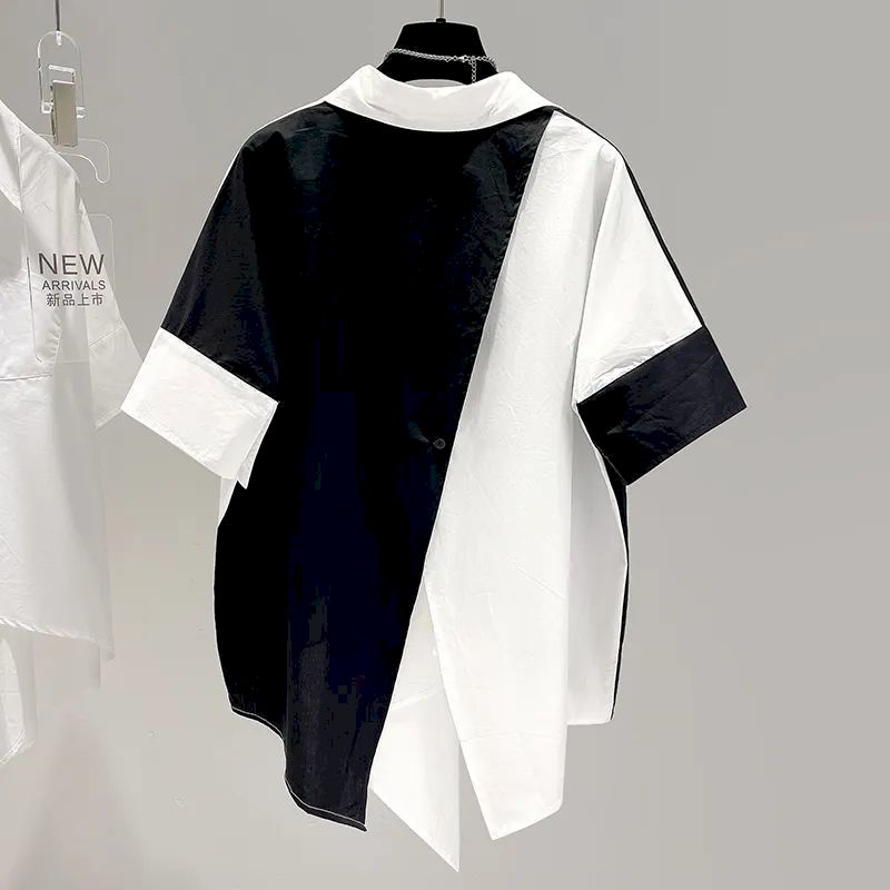 Oversized Shirts Women Patchwo - Summer Clothing Aesthetic ulasan dan harga