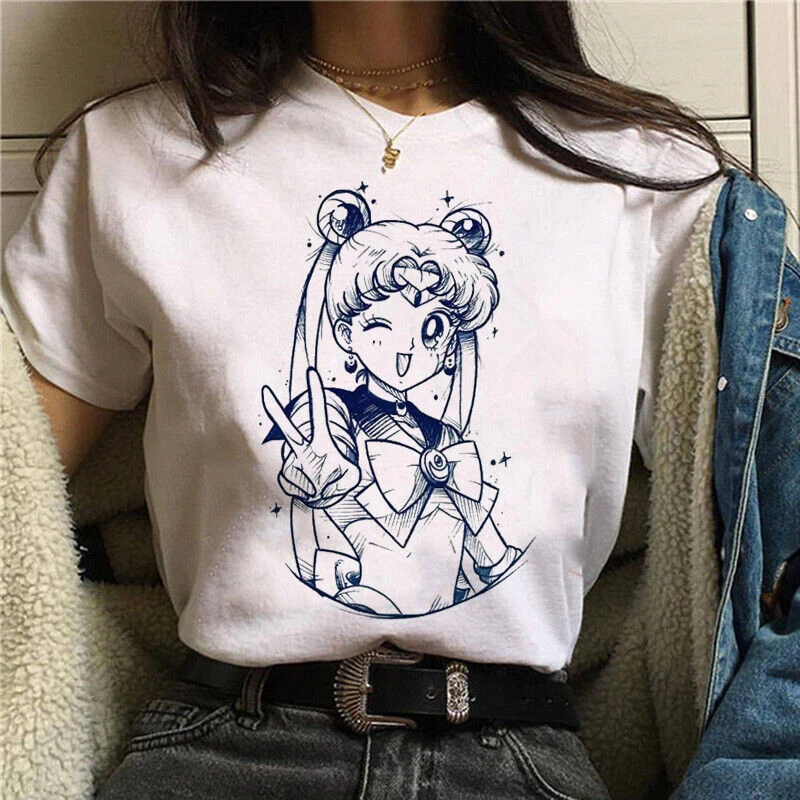 T Shirt 90s Anime Sailor Moon  - Summer Clothing Trends For Women ulasan dan harga