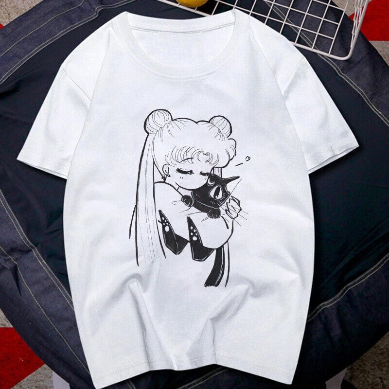 T Shirt 90s Anime Sailor Moon  - Summer Clothing Trends For Women ulasan dan harga