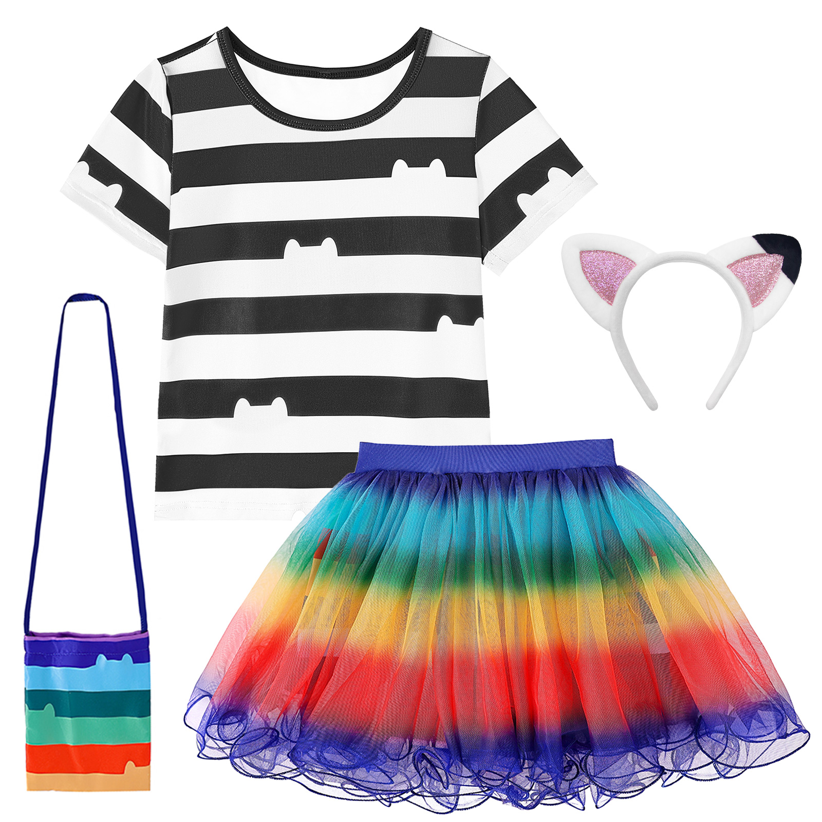 Girls Rainbow Striped T-Shirt  - Summer Dresses Yours Clothing ulasan dan harga