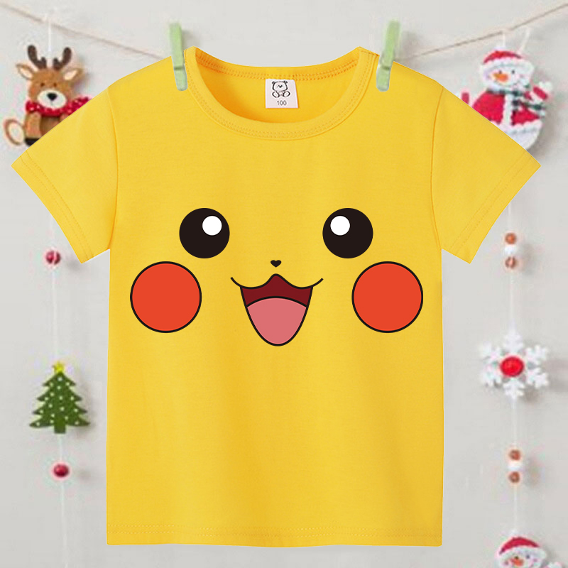 Pokemons Yellow Cute Short-sle - Summer Clothing Boys ulasan dan harga