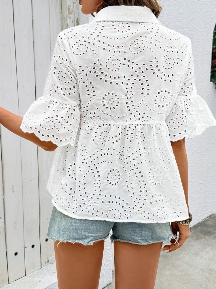 White Lace Hook Flower Hollow  - Summer Holiday Clothing Women ulasan dan harga