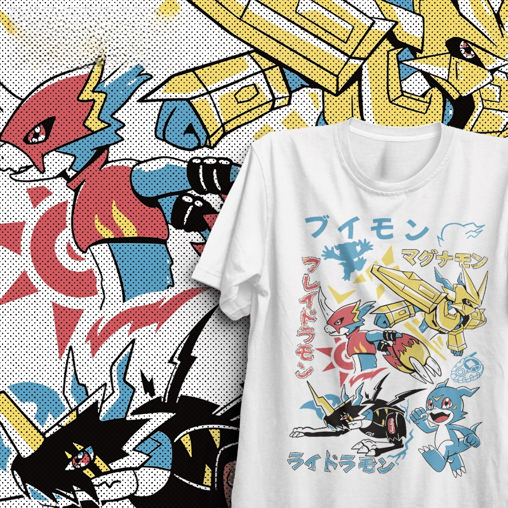 2026 summer Digimon V-mon Flam - Summer Clothing Aesthetic ulasan dan harga