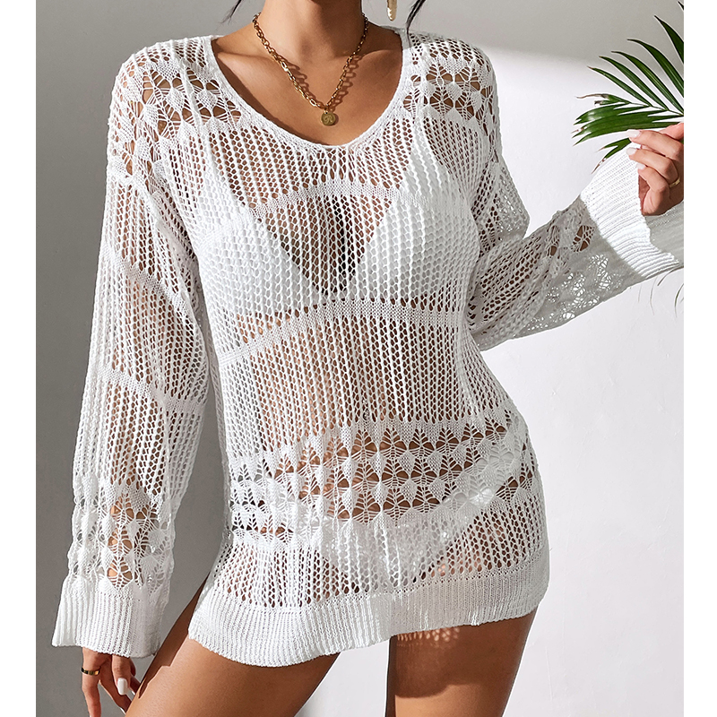 Solid Hollow Out Crew Neck Dre - Summer Dresses Yours Clothing ulasan dan harga