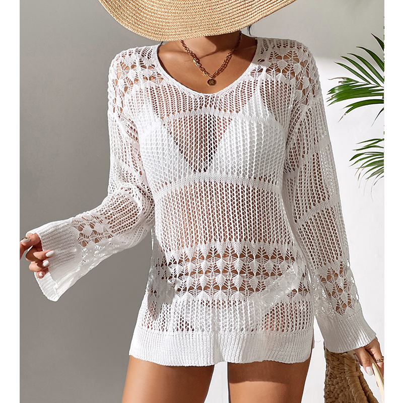 Solid Hollow Out Crew Neck Dre - Summer Dresses Yours Clothing ulasan dan harga