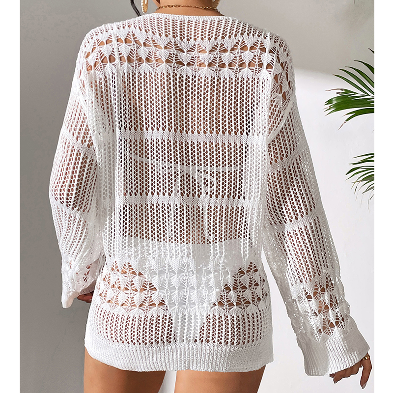 Solid Hollow Out Crew Neck Dre - Summer Dresses Yours Clothing ulasan dan harga