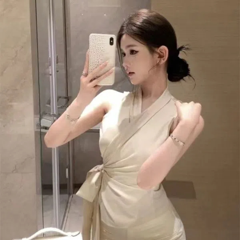 Temperament V Neck Bandage Sle - Summer Clothing Trends For Women ulasan dan harga