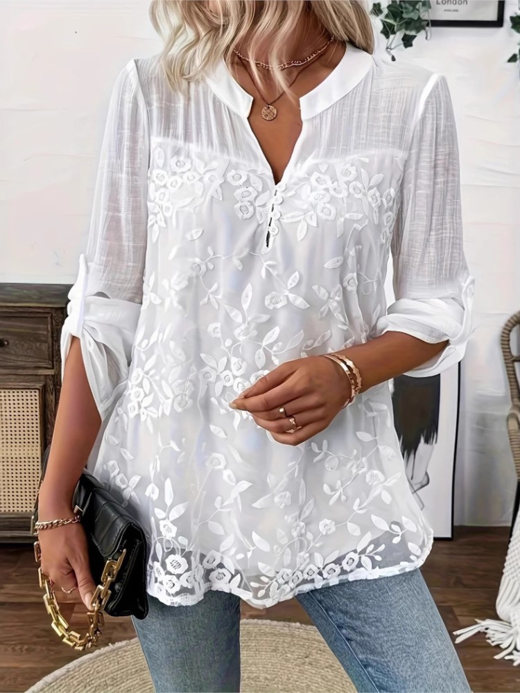 Fashion White Lace Shirt Top F - Summer Holiday Clothing Women ulasan dan harga