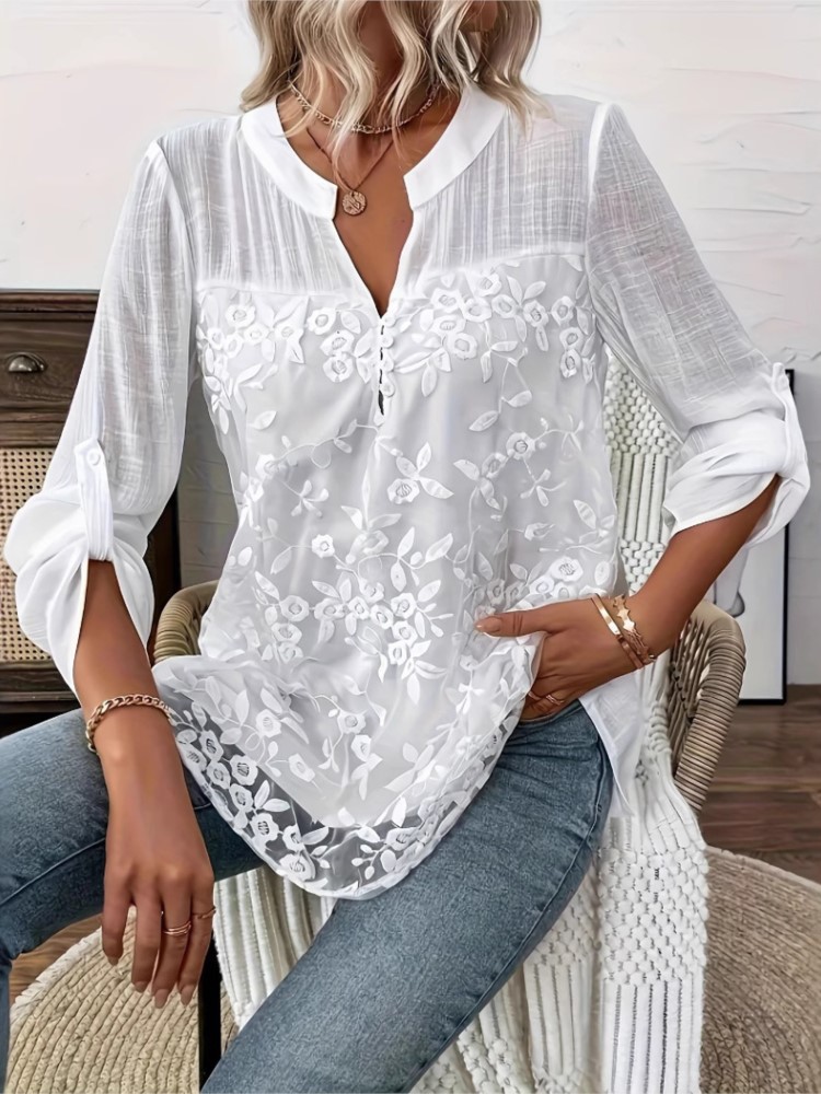 Fashion White Lace Shirt Top F - Summer Holiday Clothing Women ulasan dan harga