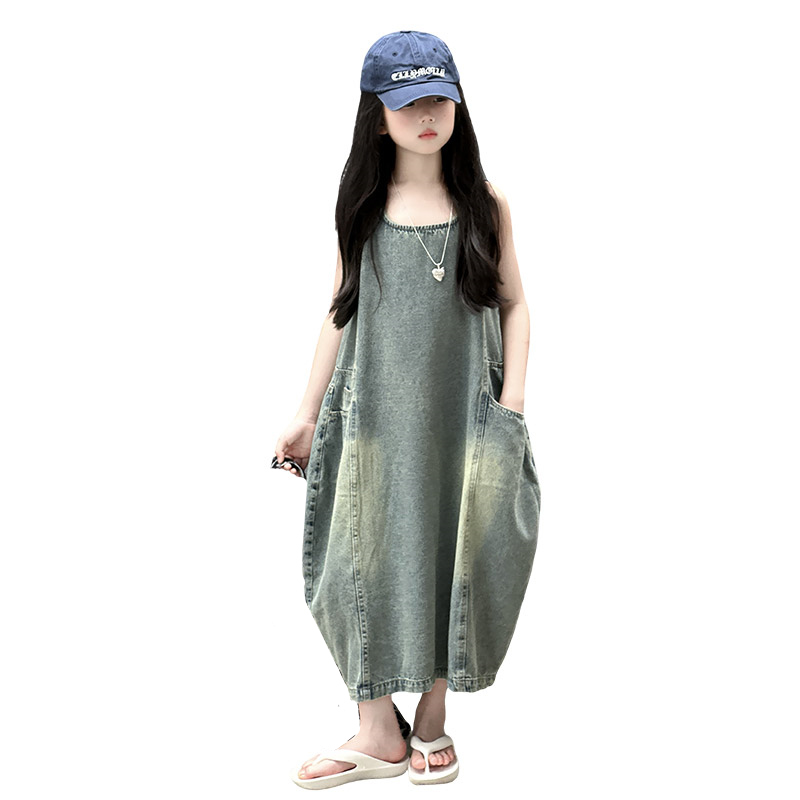 Vintage Blue Children Girls Hi - Summer Clothing Kids ulasan dan harga