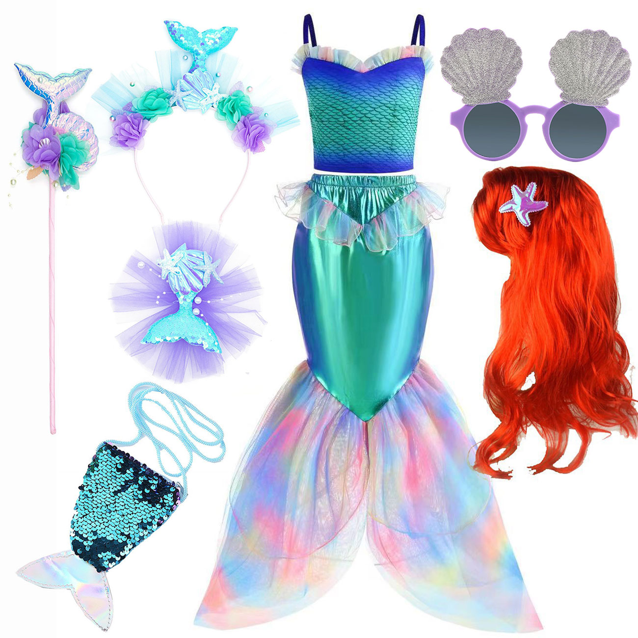 Disney Mermaid Dress Up Costum - Summer Clothing Kids ulasan dan harga