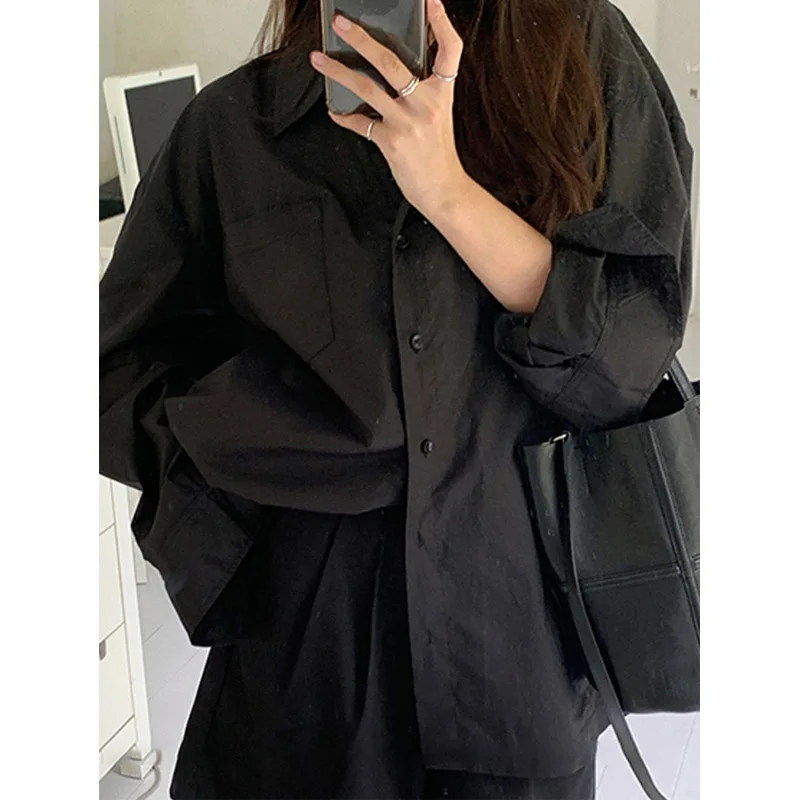 Spring Black Loose Shirt Tops  - Summer Clothing Trends For Women ulasan dan harga