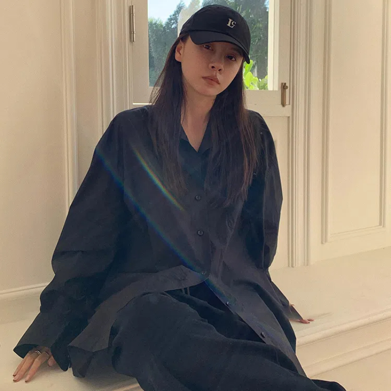 Spring Black Loose Shirt Tops  - Summer Clothing Trends For Women ulasan dan harga
