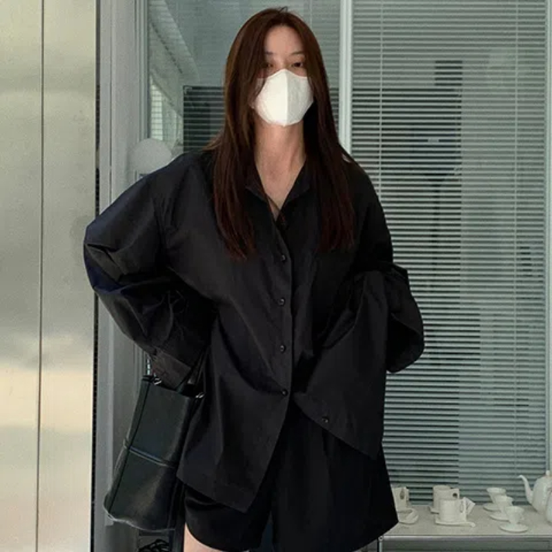 Spring Black Loose Shirt Tops  - Summer Clothing Trends For Women ulasan dan harga