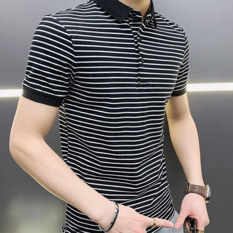 Man with Collar Tee Shirts Str - Xl Summer Clothing ulasan dan harga