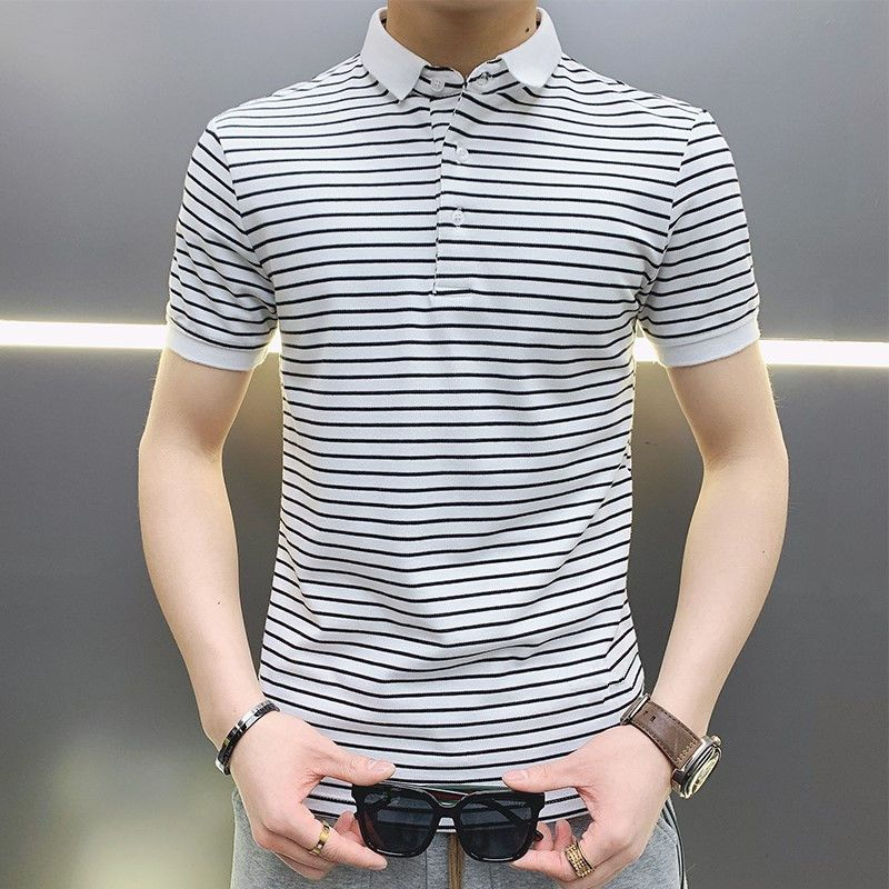 Man with Collar Tee Shirts Str - Xl Summer Clothing ulasan dan harga