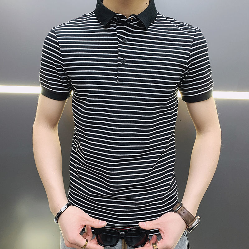 Man with Collar Tee Shirts Str - Xl Summer Clothing ulasan dan harga